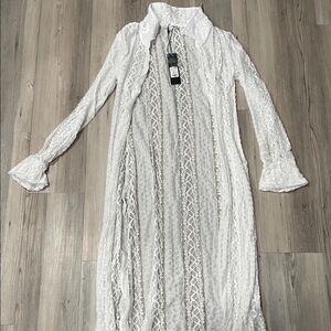 Fashion Nova White Lace Long Sleeve Dress